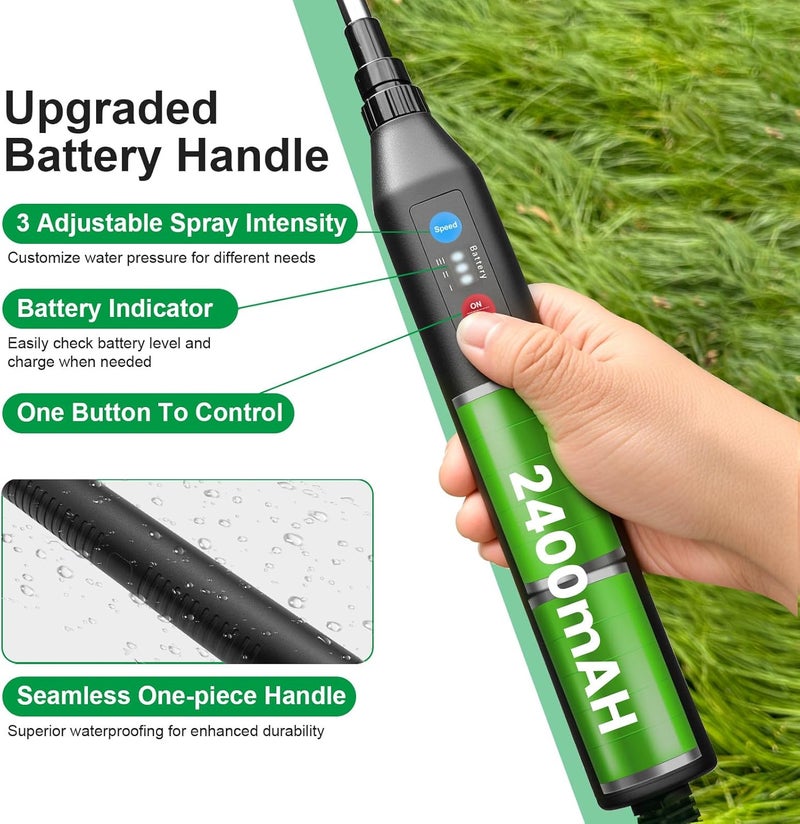 SideKing 23.6" Battery Powered Sprayer Wand, 2025 Upgraded Electric Sprayer Telescopic Wand with 3 Spray Forces, Battery Indicator, 16.4FT Hose, 3 Mist Nozzles for Lawn and Garden - Image 4